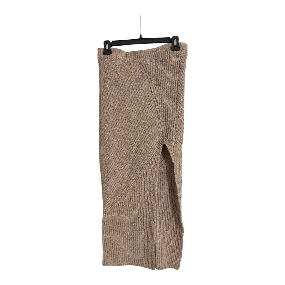 Nicholas Kyleigh Midi Knit Skirt Tan Alpaca Wool Blend Size Medium
